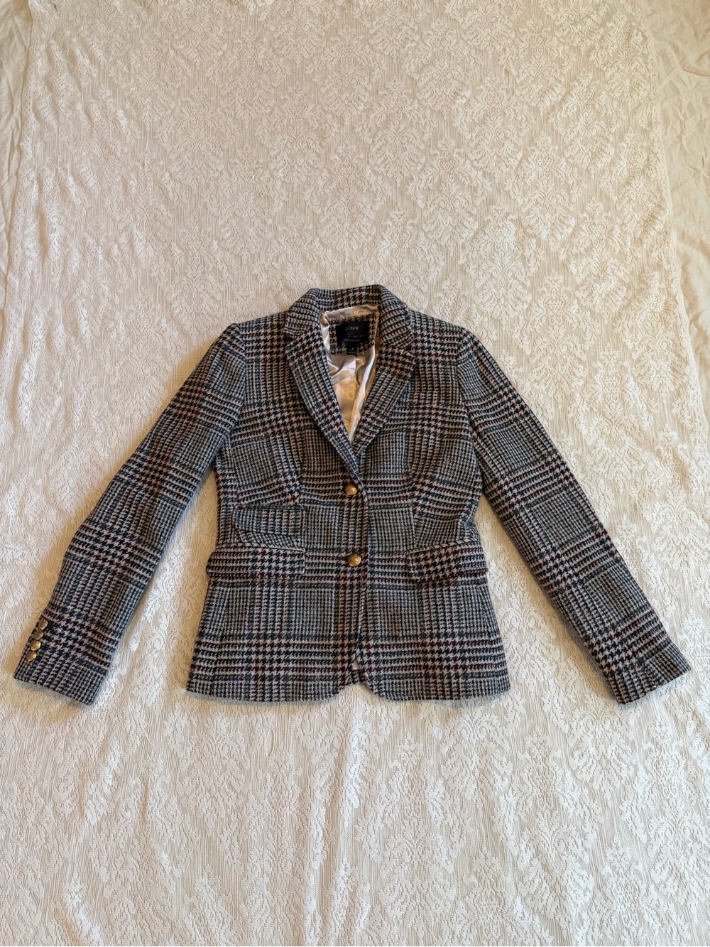 J. Crew 100% wool houndstooth schoolboy blazer